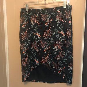 mark. Navy Floral Print Tulip Cut Pencil Skirt